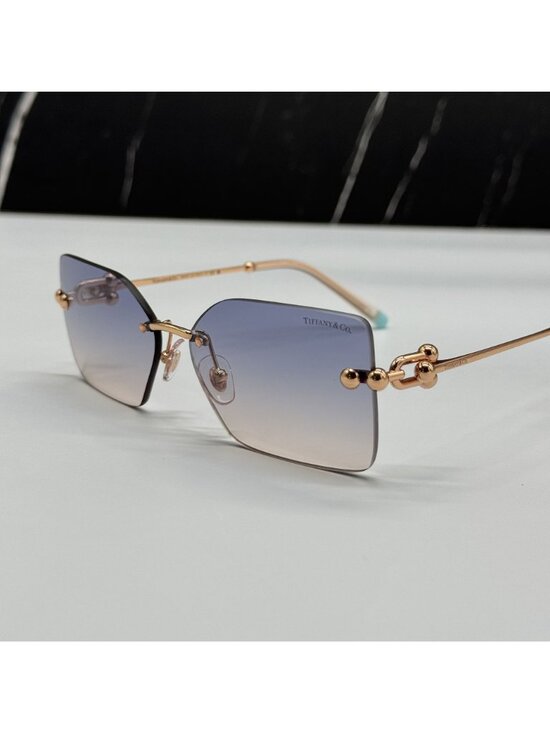 Tiffany & Co TF3088 610516 Blue Gold Rimless Women Sunglasses Authentic NEW main image 10